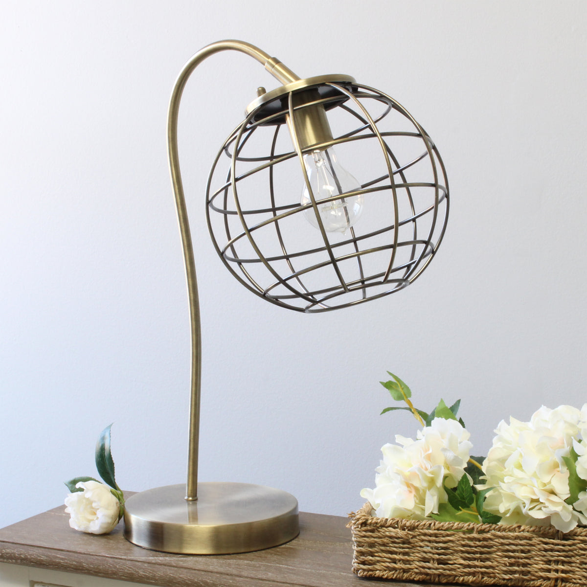 Elegant Designs Caged In Metal Table Lamp