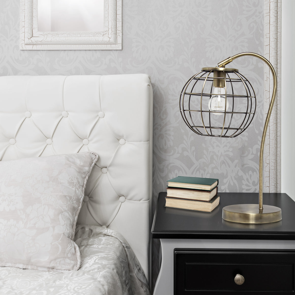 Elegant Designs Caged In Metal Table Lamp