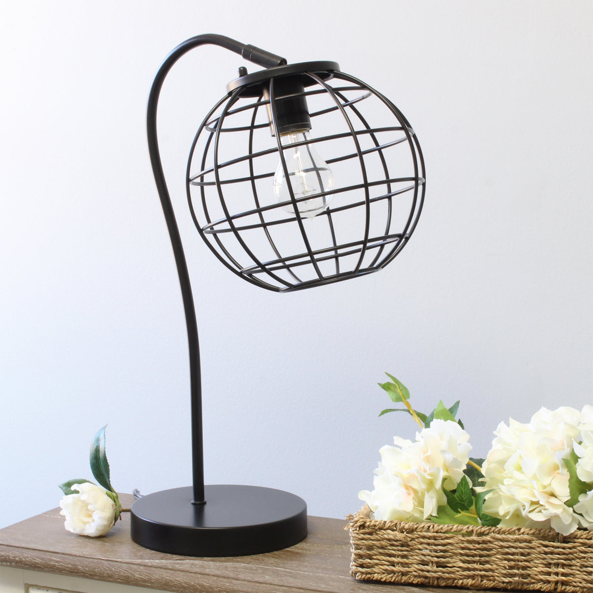 Elegant Designs Caged In Metal Table Lamp