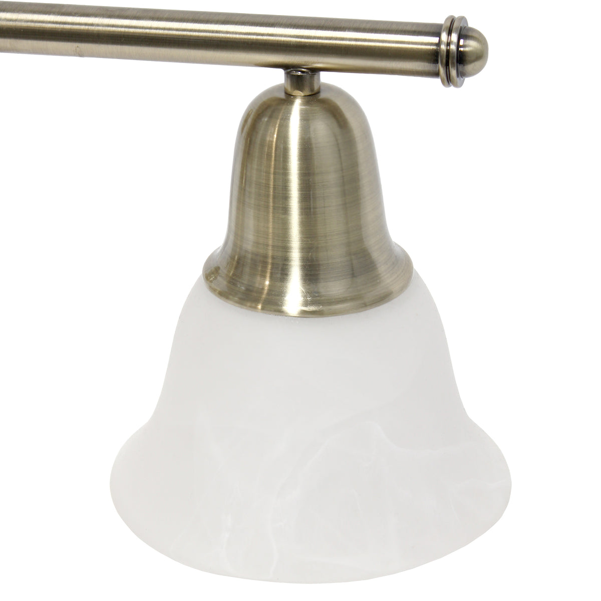 Simple Designs 26.5" Classic 3 Light Straight Metal Bar and Frosted Marble White Bell Shape Glass Shades Wall Mounted Vanity Fixture