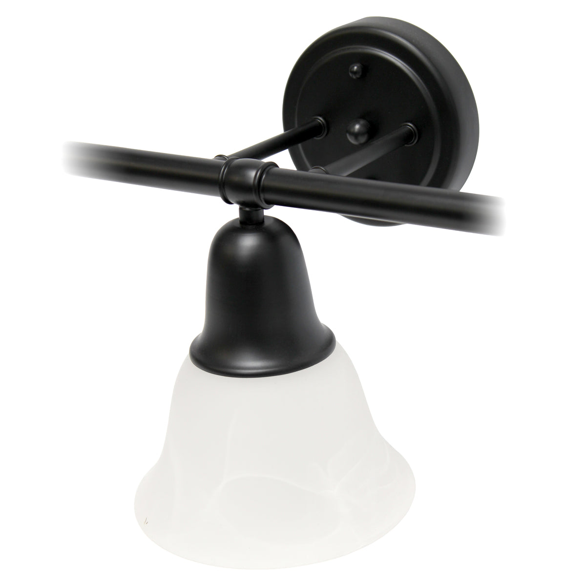 Simple Designs 26.5" Classic 3 Light Straight Metal Bar and Frosted Marble White Bell Shape Glass Shades Wall Mounted Vanity Fixture