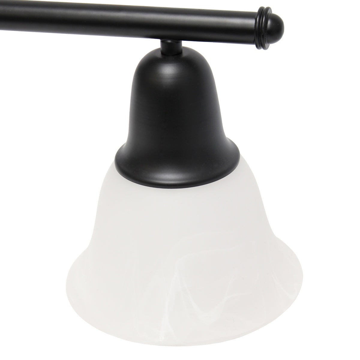 Simple Designs 26.5" Classic 3 Light Straight Metal Bar and Frosted Marble White Bell Shape Glass Shades Wall Mounted Vanity Fixture