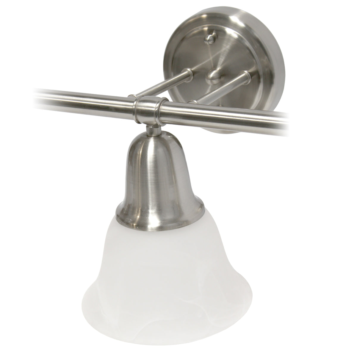 Simple Designs 26.5" Classic 3 Light Straight Metal Bar and Frosted Marble White Bell Shape Glass Shades Wall Mounted Vanity Fixture