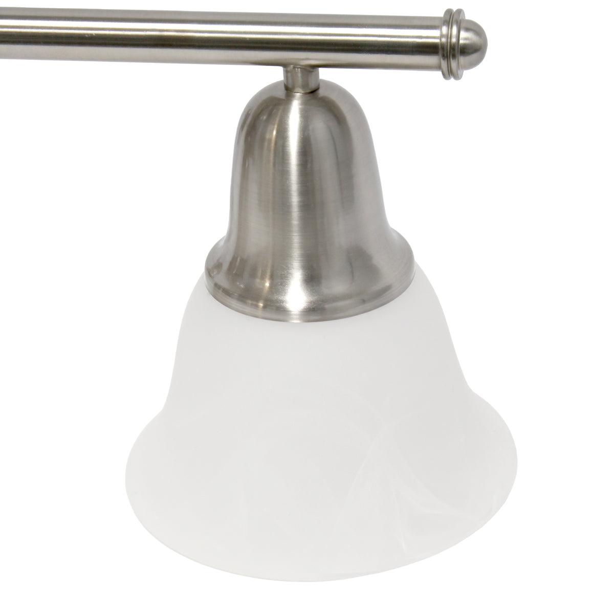 Simple Designs 26.5" Classic 3 Light Straight Metal Bar and Frosted Marble White Bell Shape Glass Shades Wall Mounted Vanity Fixture