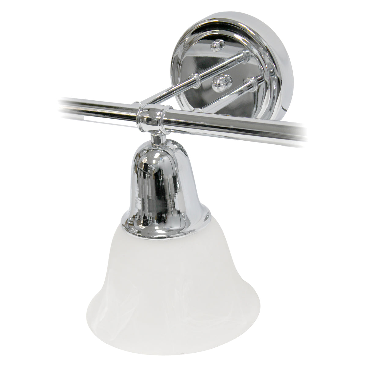 Simple Designs 26.5" Classic 3 Light Straight Metal Bar and Frosted Marble White Bell Shape Glass Shades Wall Mounted Vanity Fixture