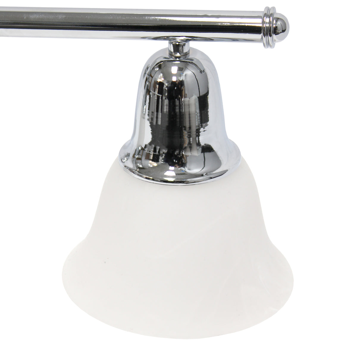 Simple Designs 26.5" Classic 3 Light Straight Metal Bar and Frosted Marble White Bell Shape Glass Shades Wall Mounted Vanity Fixture