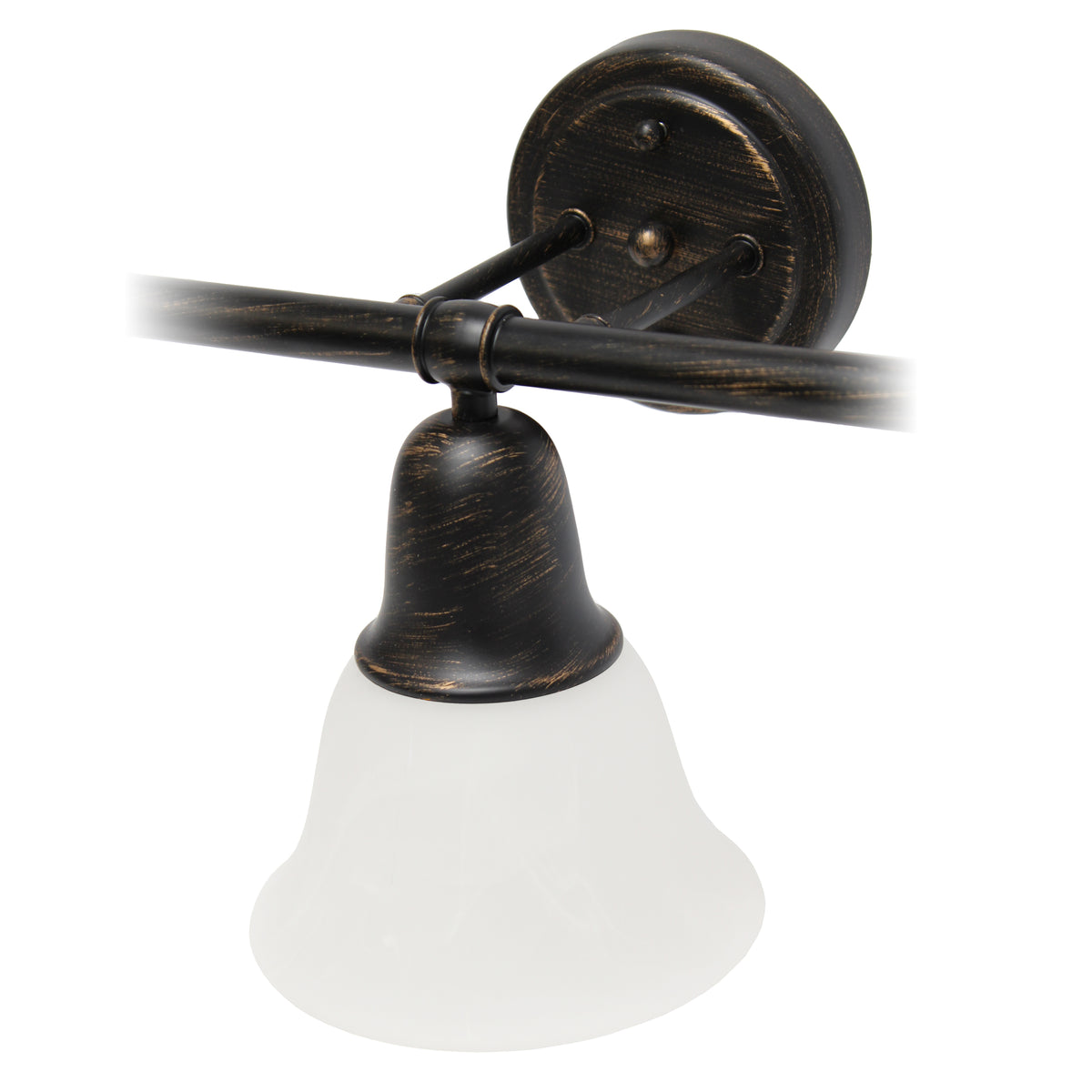 Simple Designs 26.5" Classic 3 Light Straight Metal Bar and Frosted Marble White Bell Shape Glass Shades Wall Mounted Vanity Fixture