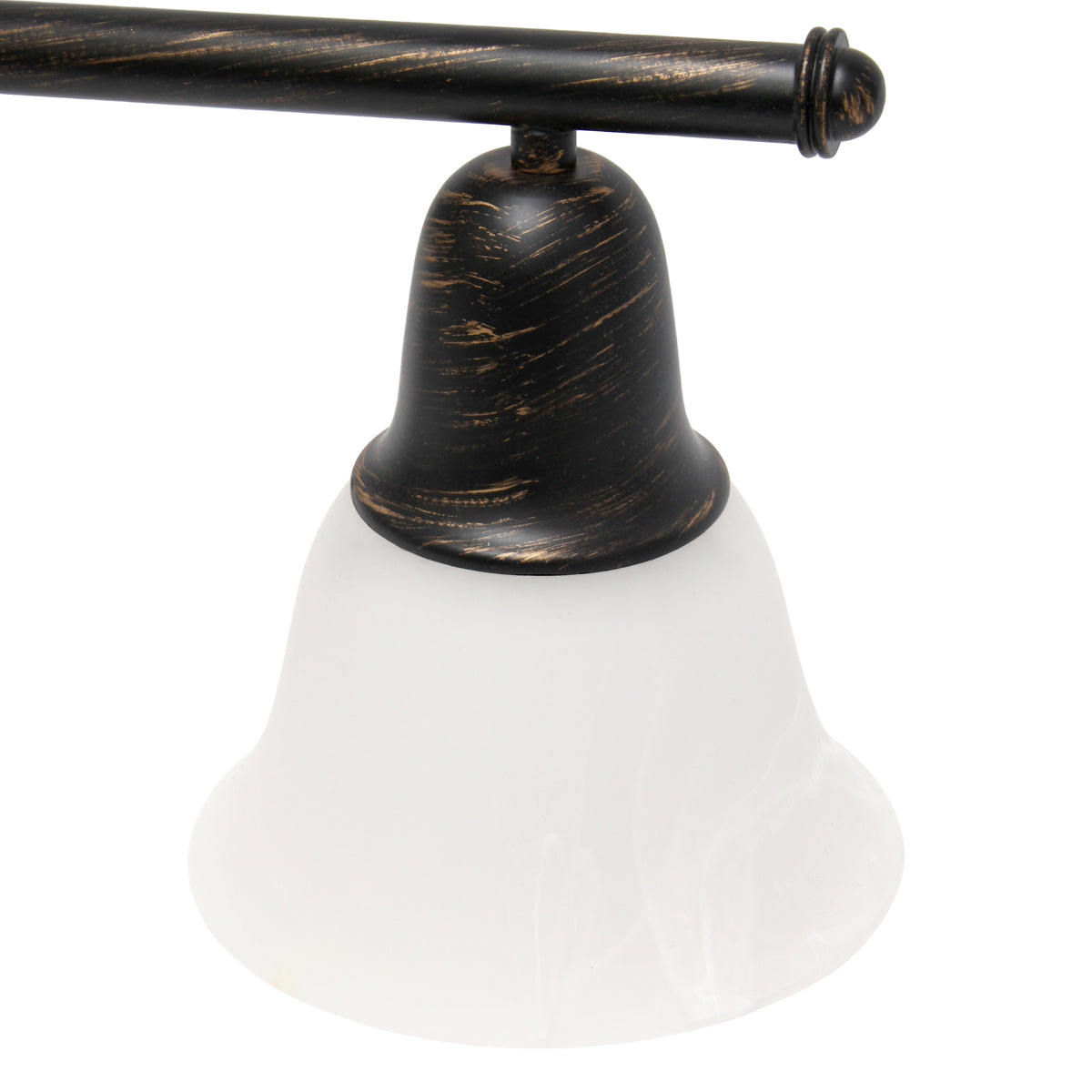 Simple Designs 26.5" Classic 3 Light Straight Metal Bar and Frosted Marble White Bell Shape Glass Shades Wall Mounted Vanity Fixture