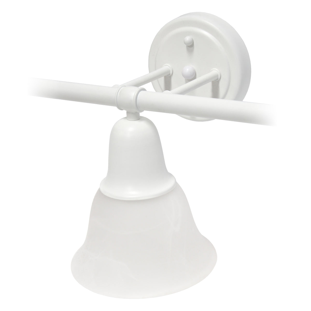 Simple Designs 26.5" Classic 3 Light Straight Metal Bar and Frosted Marble White Bell Shape Glass Shades Wall Mounted Vanity Fixture