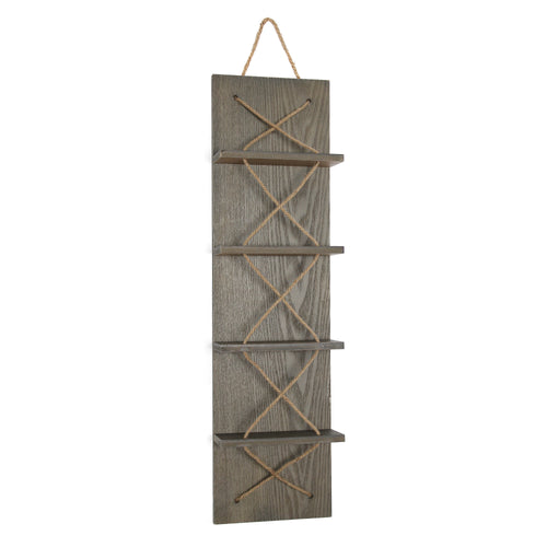Elegant Designs Positano Nautical Rope 4 Bottle Vertical Wall Mounted Wood Wine Rack