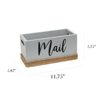 Elegant Designs Homewood Farmhouse Rustic Wood Decorative Mail Holder, Bills and Letter Storage, Sorter with Wrapped Roped Bottom, Cutout Handles, and "Mail" Script in White