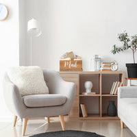 Elegant Designs Homewood Farmhouse Rustic Wood Decorative Mail Holder, Bills and Letter Storage, Sorter with Wrapped Roped Bottom, Cutout Handles, and "Mail" Script in White