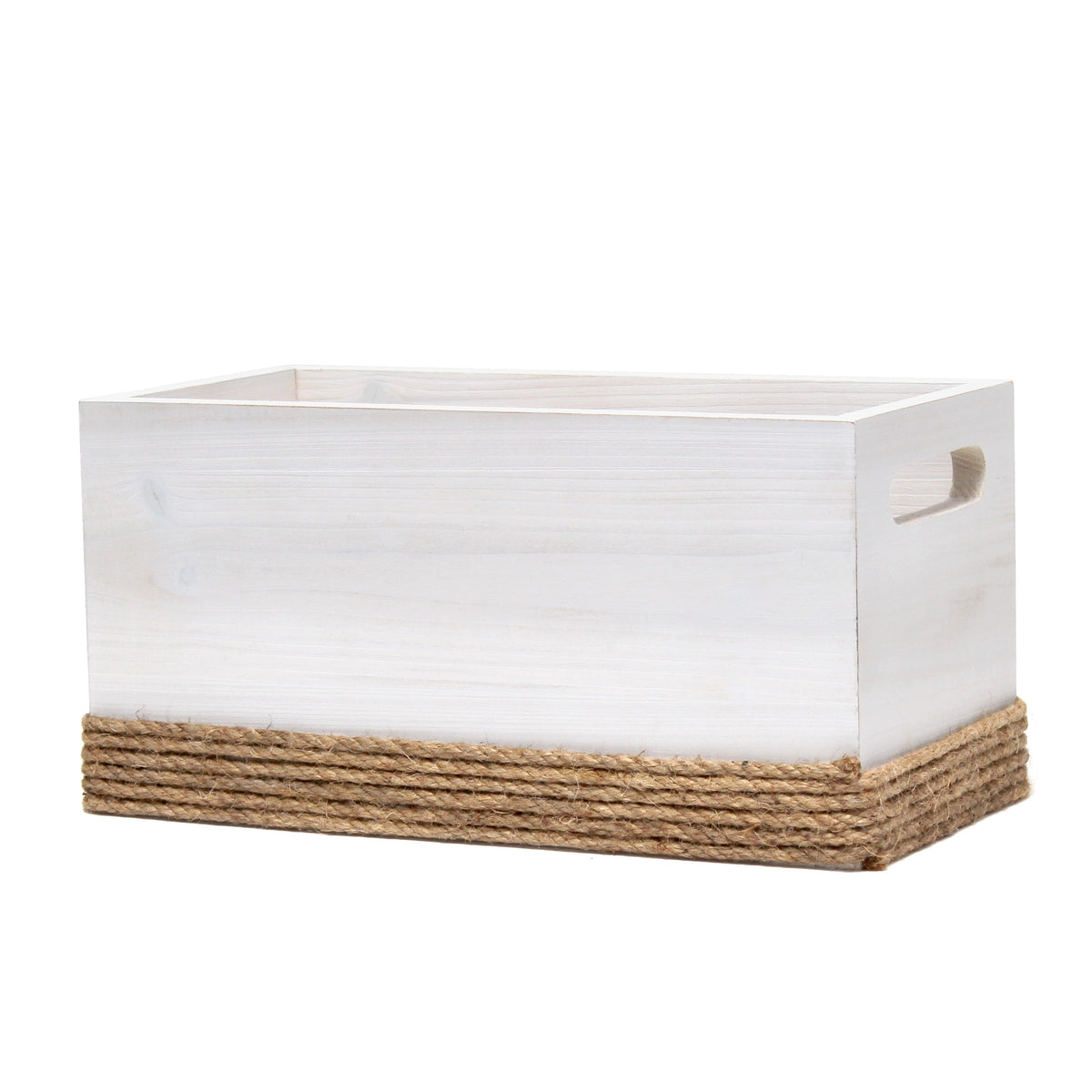 Elegant Designs Homewood Farmhouse Rustic Wood Decorative Mail Holder, Bills and Letter Storage, Sorter with Wrapped Roped Bottom, Cutout Handles, and "Mail" Script in White