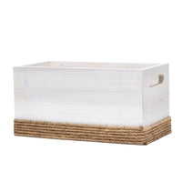 Elegant Designs Homewood Farmhouse Rustic Wood Decorative Mail Holder, Bills and Letter Storage, Sorter with Wrapped Roped Bottom, Cutout Handles, and "Mail" Script in White