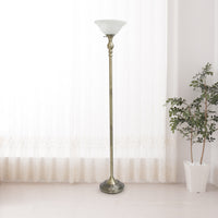 Elegant Designs 1 Light Torchiere Floor Lamp with Marbleized White Glass Shade