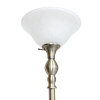 Elegant Designs 1 Light Torchiere Floor Lamp with Marbleized White Glass Shade