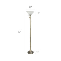 Elegant Designs 1 Light Torchiere Floor Lamp with Marbleized White Glass Shade