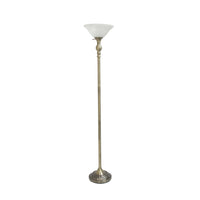 Elegant Designs 1 Light Torchiere Floor Lamp with Marbleized White Glass Shade
