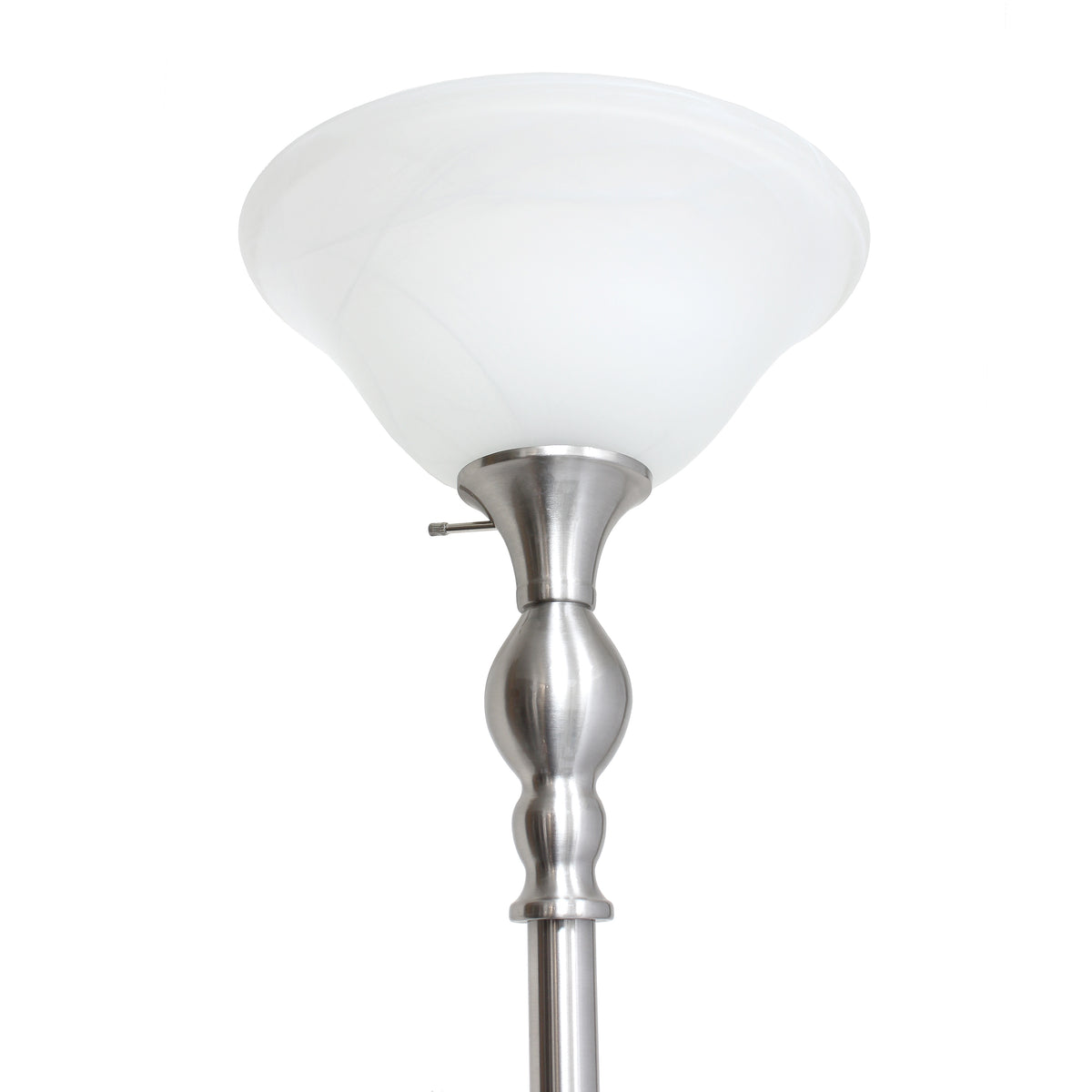 Elegant Designs 1 Light Torchiere Floor Lamp with Marbleized White Glass Shade