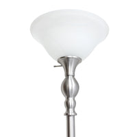 Elegant Designs 1 Light Torchiere Floor Lamp with Marbleized White Glass Shade
