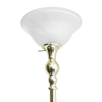 Elegant Designs 1 Light Torchiere Floor Lamp with Marbleized White Glass Shade