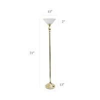 Elegant Designs 1 Light Torchiere Floor Lamp with Marbleized White Glass Shade