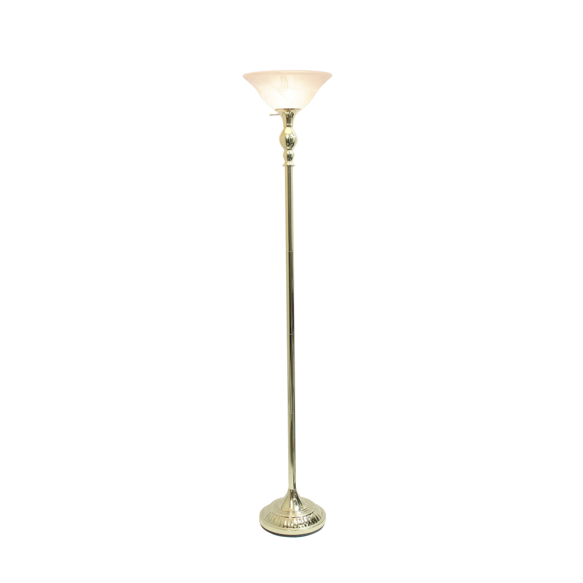 Elegant Designs 1 Light Torchiere Floor Lamp with Marbleized White Glass Shade