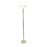 Elegant Designs 1 Light Torchiere Floor Lamp with Marbleized White Glass Shade