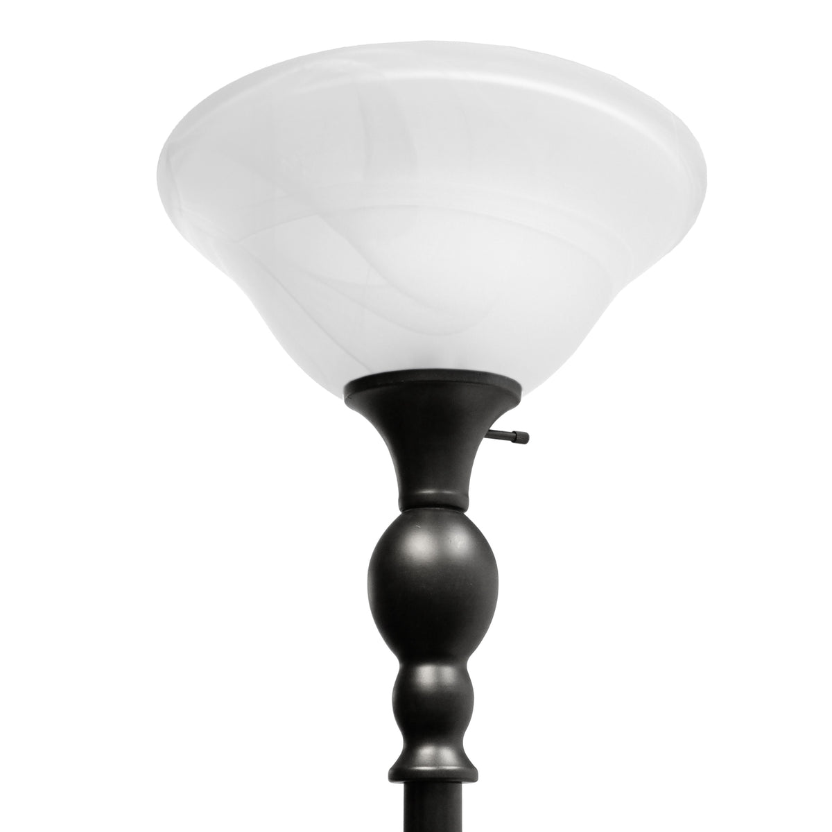 Elegant Designs 1 Light Torchiere Floor Lamp with Marbleized White Glass Shade