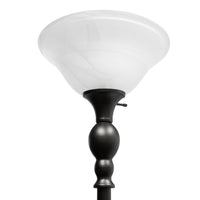 Elegant Designs 1 Light Torchiere Floor Lamp with Marbleized White Glass Shade