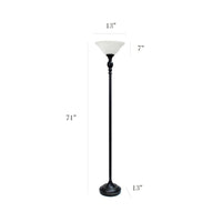 Elegant Designs 1 Light Torchiere Floor Lamp with Marbleized White Glass Shade