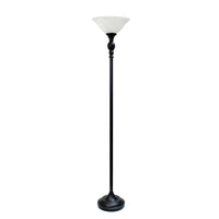 Elegant Designs 1 Light Torchiere Floor Lamp with Marbleized White Glass Shade