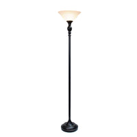 Elegant Designs 1 Light Torchiere Floor Lamp with Marbleized White Glass Shade