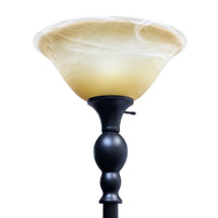 Elegant Designs 1 Light Torchiere Floor Lamp with Marbleized White Glass Shade