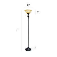 Elegant Designs 1 Light Torchiere Floor Lamp with Marbleized White Glass Shade