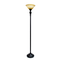 Elegant Designs 1 Light Torchiere Floor Lamp with Marbleized White Glass Shade