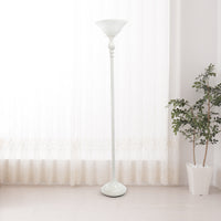 Elegant Designs 1 Light Torchiere Floor Lamp with Marbleized White Glass Shade