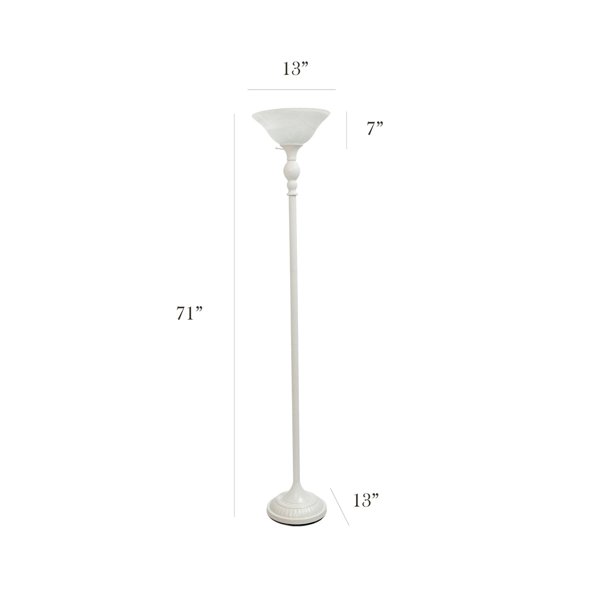 Elegant Designs 1 Light Torchiere Floor Lamp with Marbleized White Glass Shade