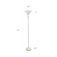Elegant Designs 1 Light Torchiere Floor Lamp with Marbleized White Glass Shade
