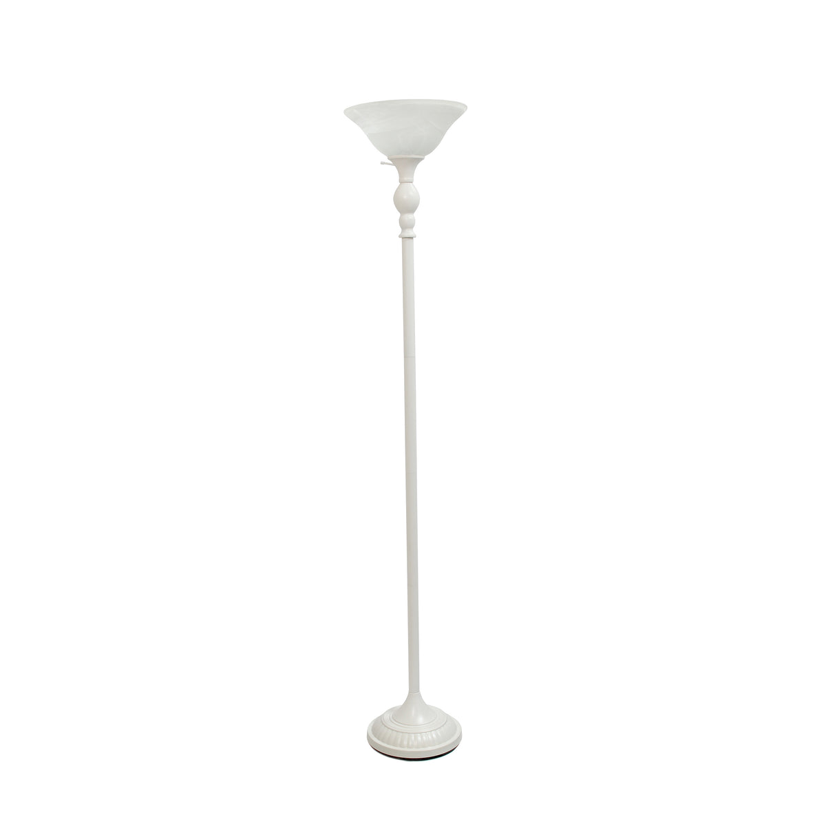 Elegant Designs 1 Light Torchiere Floor Lamp with Marbleized White Glass Shade