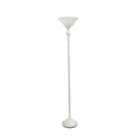 Elegant Designs 1 Light Torchiere Floor Lamp with Marbleized White Glass Shade