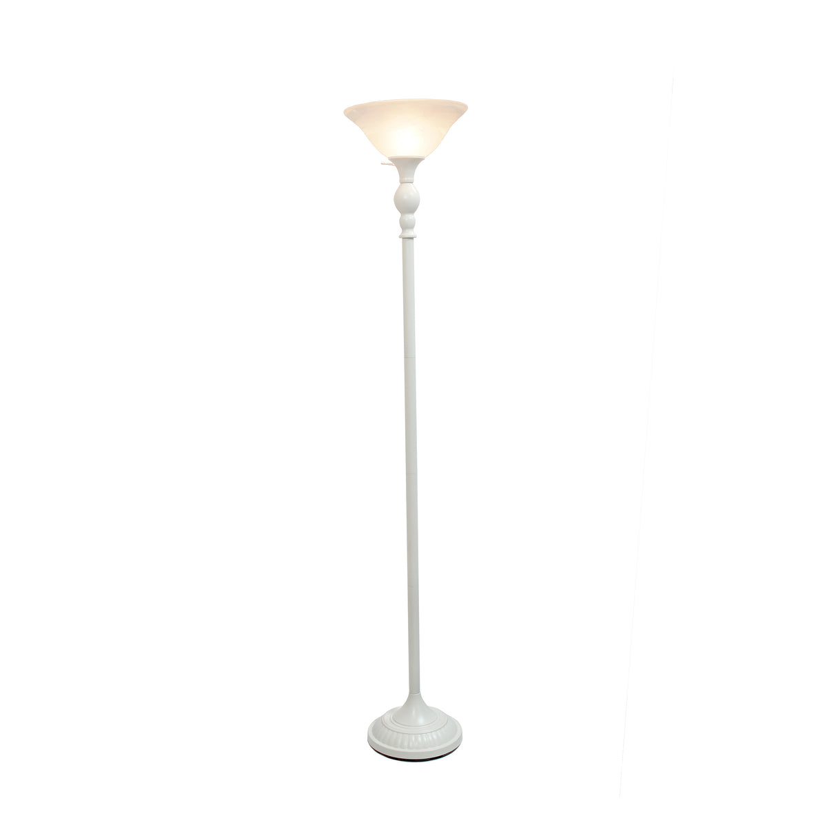 Elegant Designs 1 Light Torchiere Floor Lamp with Marbleized White Glass Shade