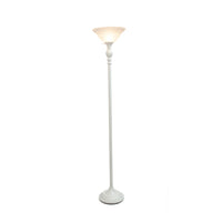 Elegant Designs 1 Light Torchiere Floor Lamp with Marbleized White Glass Shade